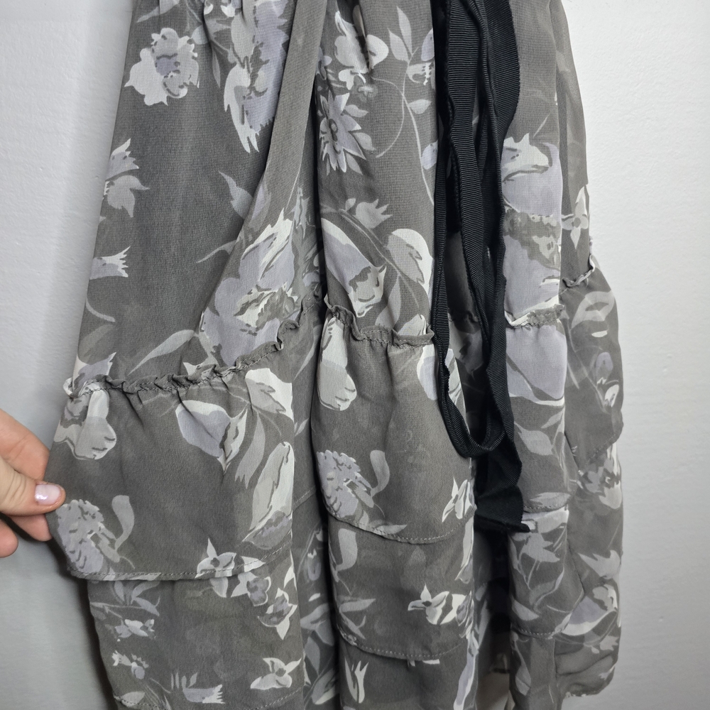 American Eagle Outfitters Y2K Gray Floral Dress, Size 2 - Picture 4 of 7